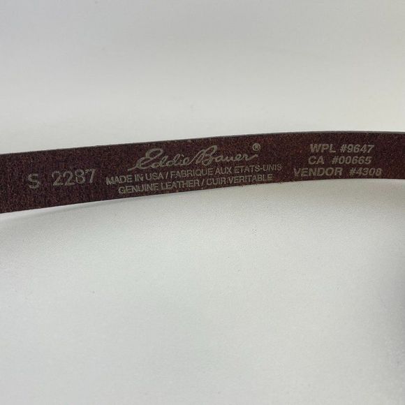 Eddie Bauer Dark Brown Genuine Leather Thin No Hole Belt - Picture 3 of 3